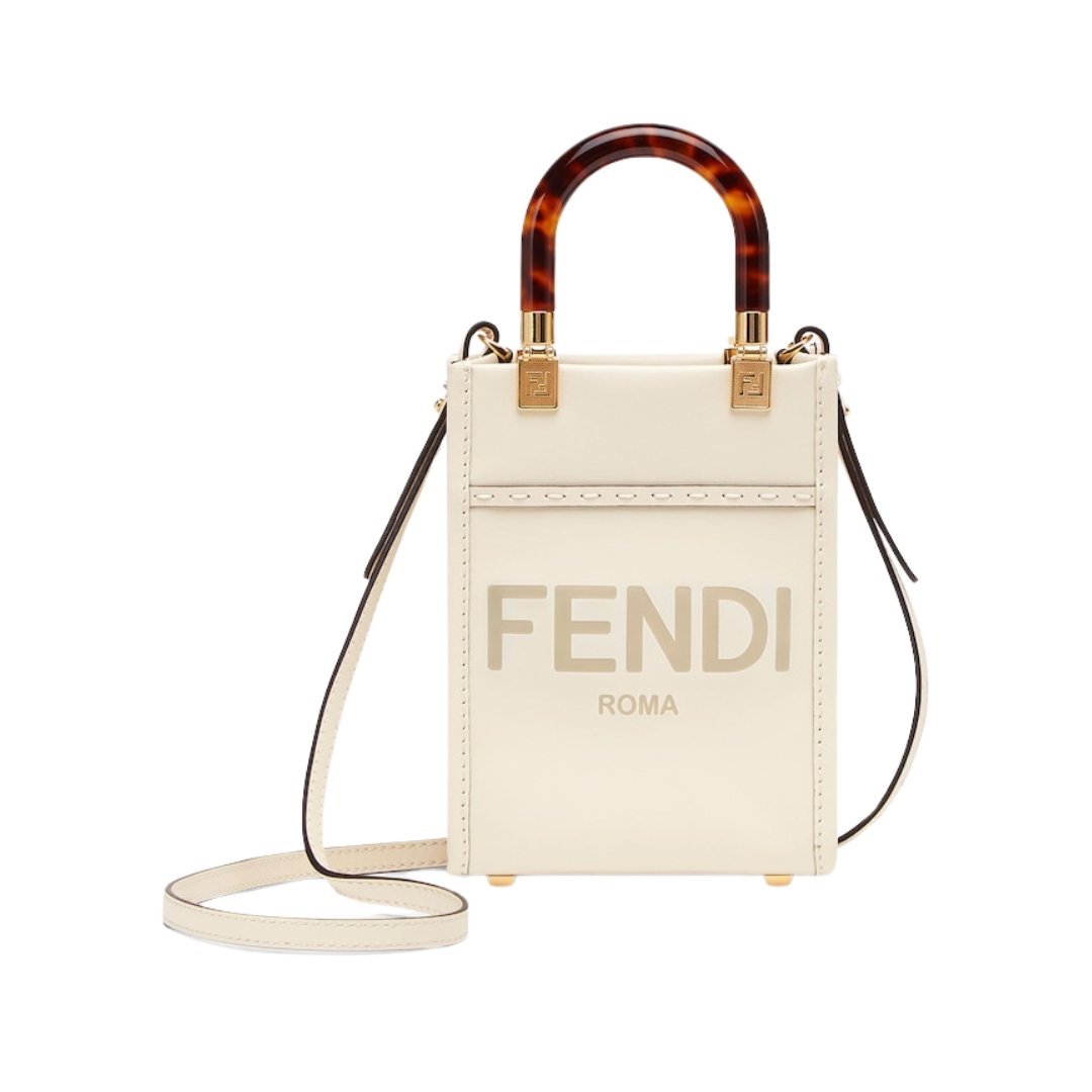 Mini Tasche aus wei?em Leder 18cm