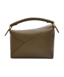 Tasche aus klassischem Kalbsleder in Dunkel-Khaki-Gr?n 12.5cm