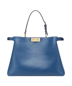 Blaue Ledertasche 28cm