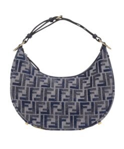 Ledertasche aus dunkelblauer FF-Chenille  24.5cm