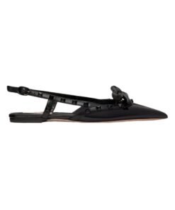 Rockstud Schleifen Ballerina Schwarz