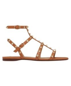 Rockstud Flach Kalbsleder Riemen Mandel