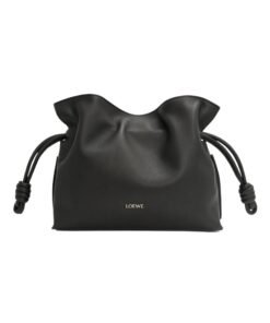 Mini Flamenco Clutch aus Nappaleder in Schwarz 18cm