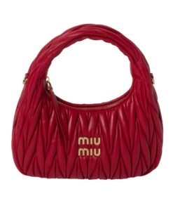 Matelass?-Nappa-Leder-Hobo Rot 20cm