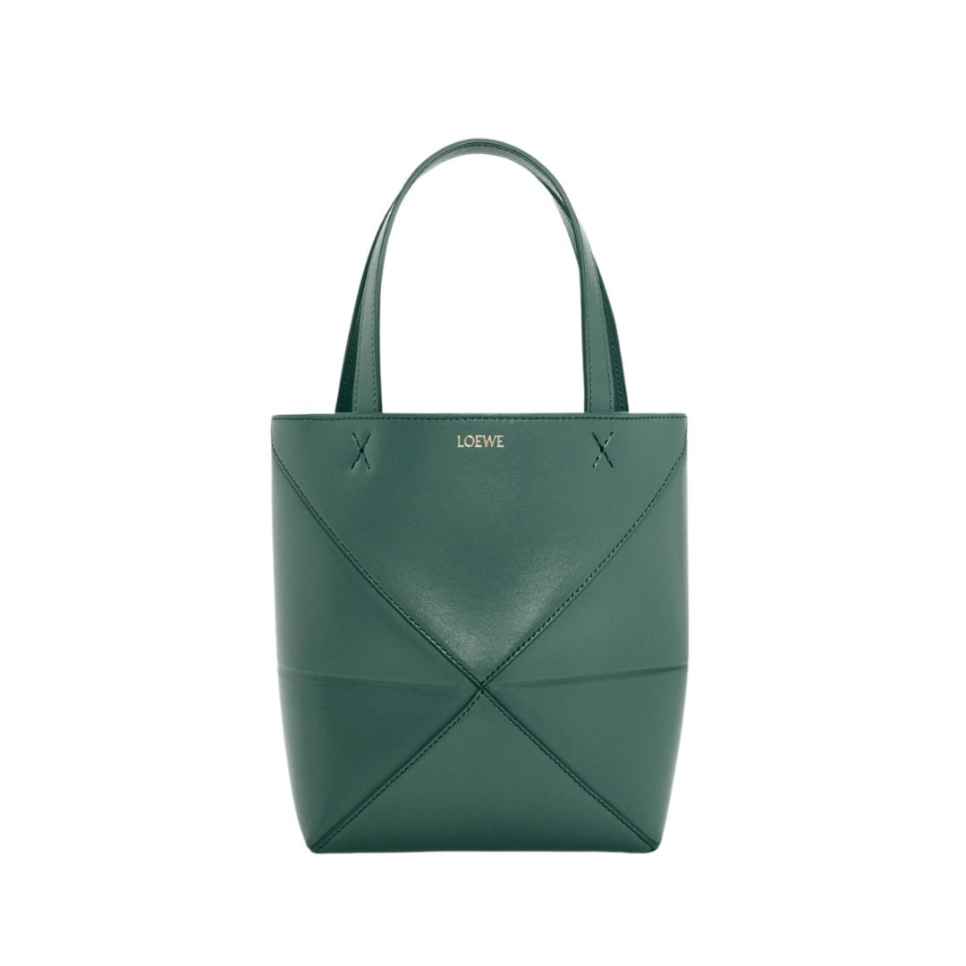 Fold Tote aus gl?nzendem Kalbsleder in Vetiver 20cm