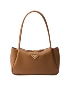 Lederschultertasche in Karamell 16cm