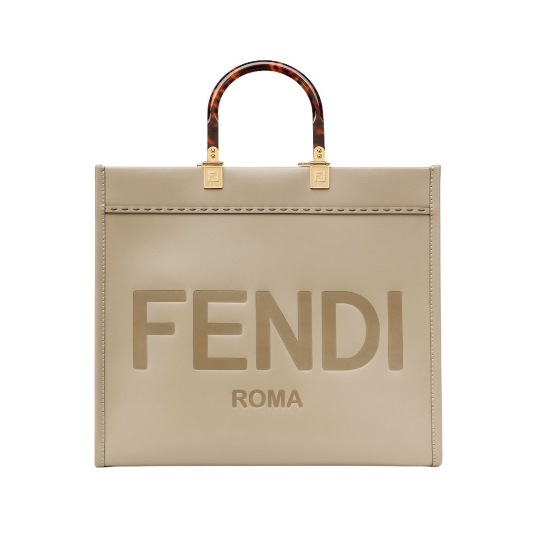 Taubengraue Leder-Shoppingtasche 31cm