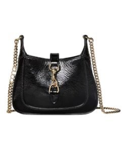 Jackie Notte Tasche aus schwarzem Lackleder 19.5cm