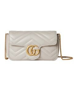 Hellgraue Matelass?-Leder Super-Tasche 16.5cm