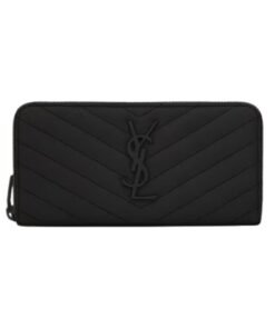 Cassandre matelassierte Zip-Around-Brieftasche aus Grain de Poudre Leder 19cm