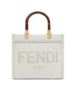 Wei?e Leder-Shoppingtasche 22cm