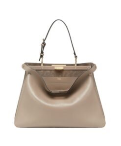 Alternative view of Ledertasche in Grau-Taupe 28cm