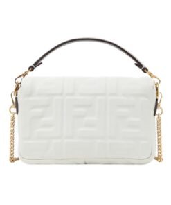 Alternative view of Wei?e Nappaleder-Tasche mit FF-Muster 13cm