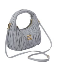 Alternative view of Matelass?-Nappa-Leder-Hobo Perlgrau 20cm