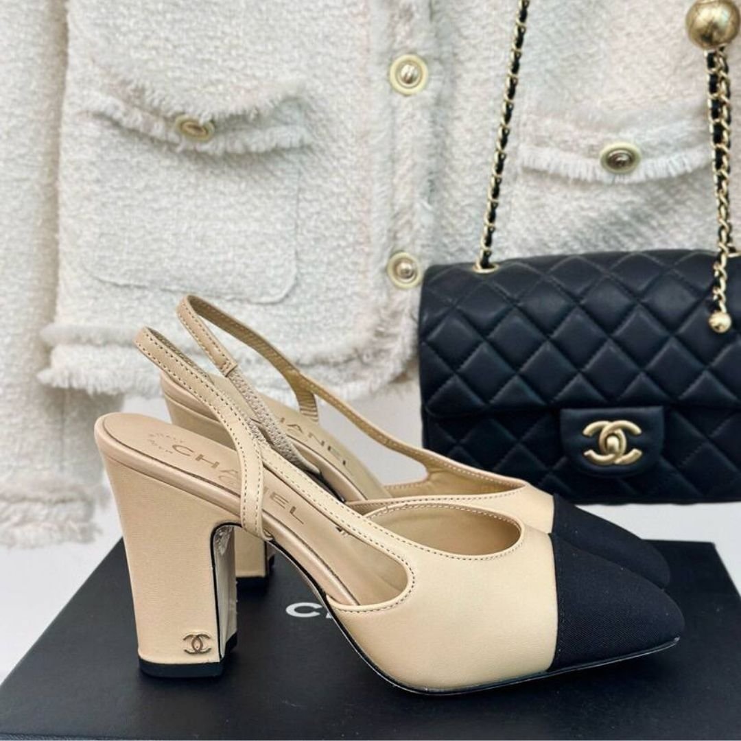 Ziegenleder & Grosgrain Beige & Schwarz – Bild 2