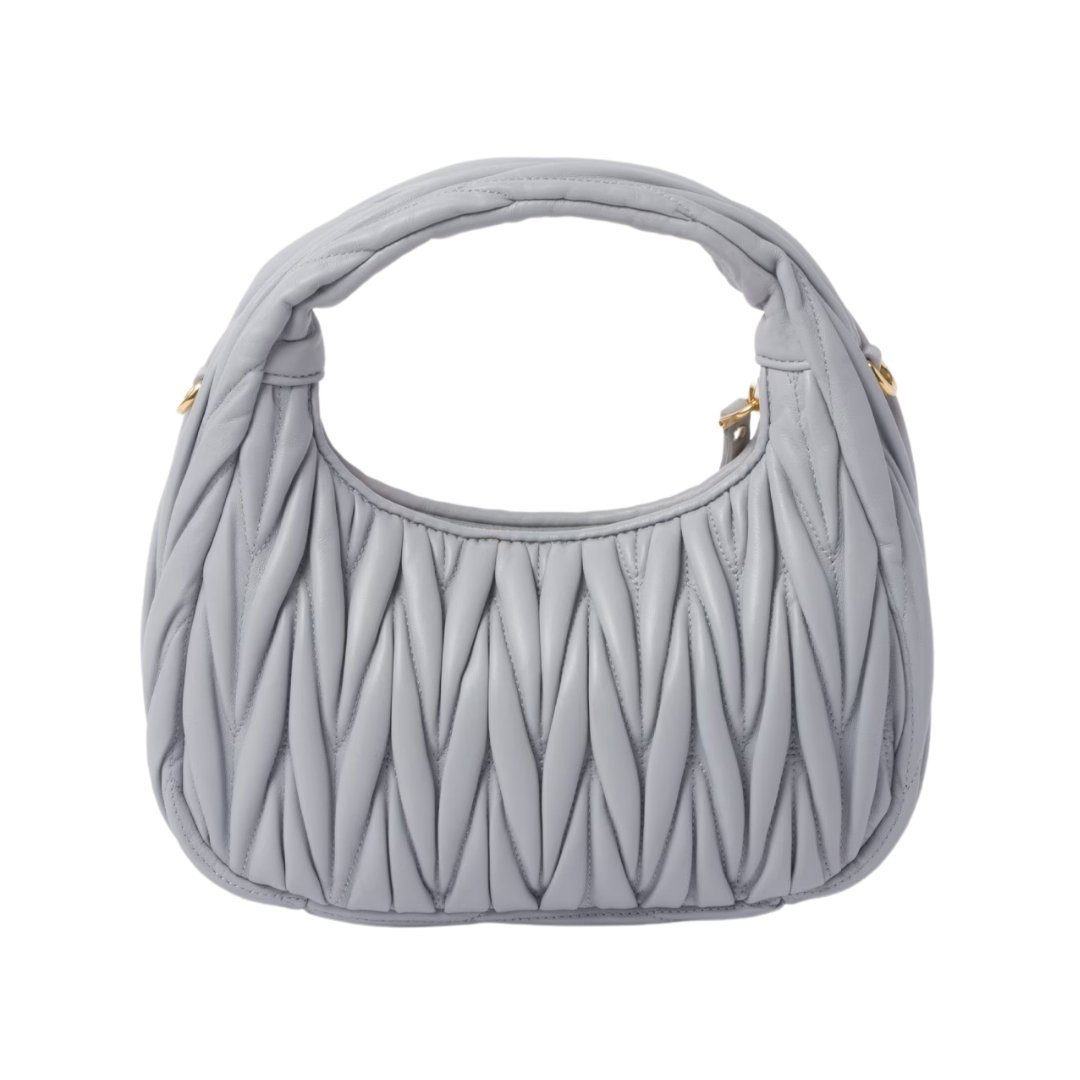 Matelass?-Nappa-Leder-Hobo Perlgrau 20cm – Bild 3