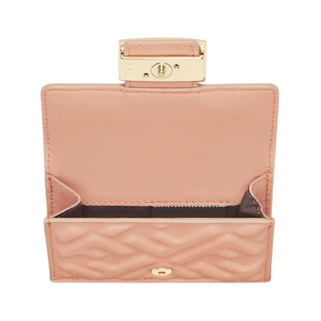 Brieftasche aus rosa Nappaleder mit FF-Muster 7.5cm – Bild 3