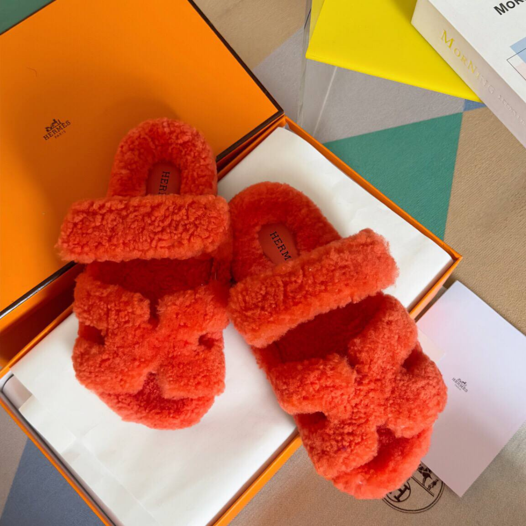 Chypre Lammfell-Sandale Orange – Bild 4