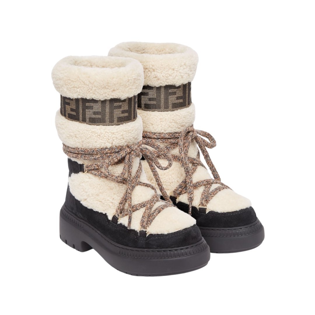 wei?em Schaffell und schwarzem Wildleder 5.5cm – Bild 4