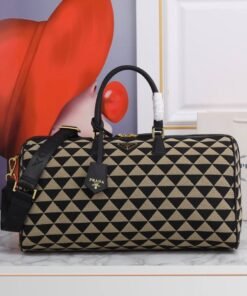 Alternative view of Symbole bestickte Stoff-Reisetasche Schwarz/Beige 50 cm