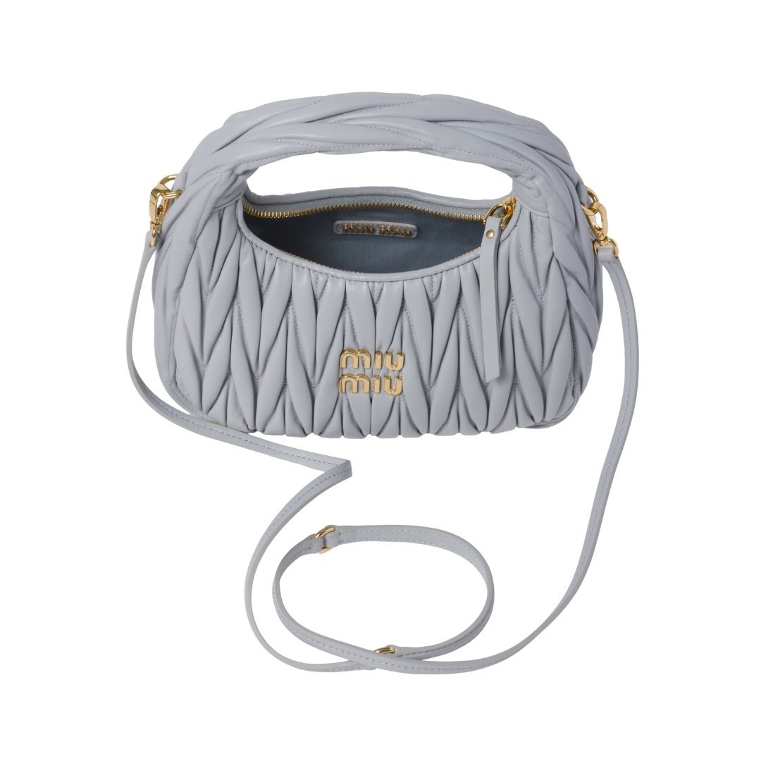 Matelass?-Nappa-Leder-Hobo Perlgrau 20cm – Bild 4