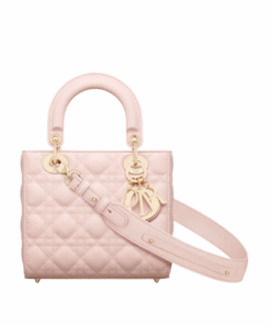 Poederroze lamsleer met Cannage-motief 20cm