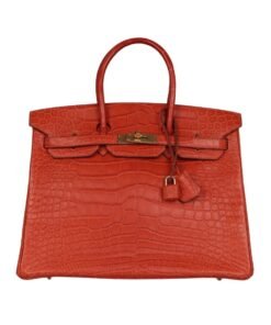 Sanguine Matt Alligator mit Gold-Beschl?gen 35cm