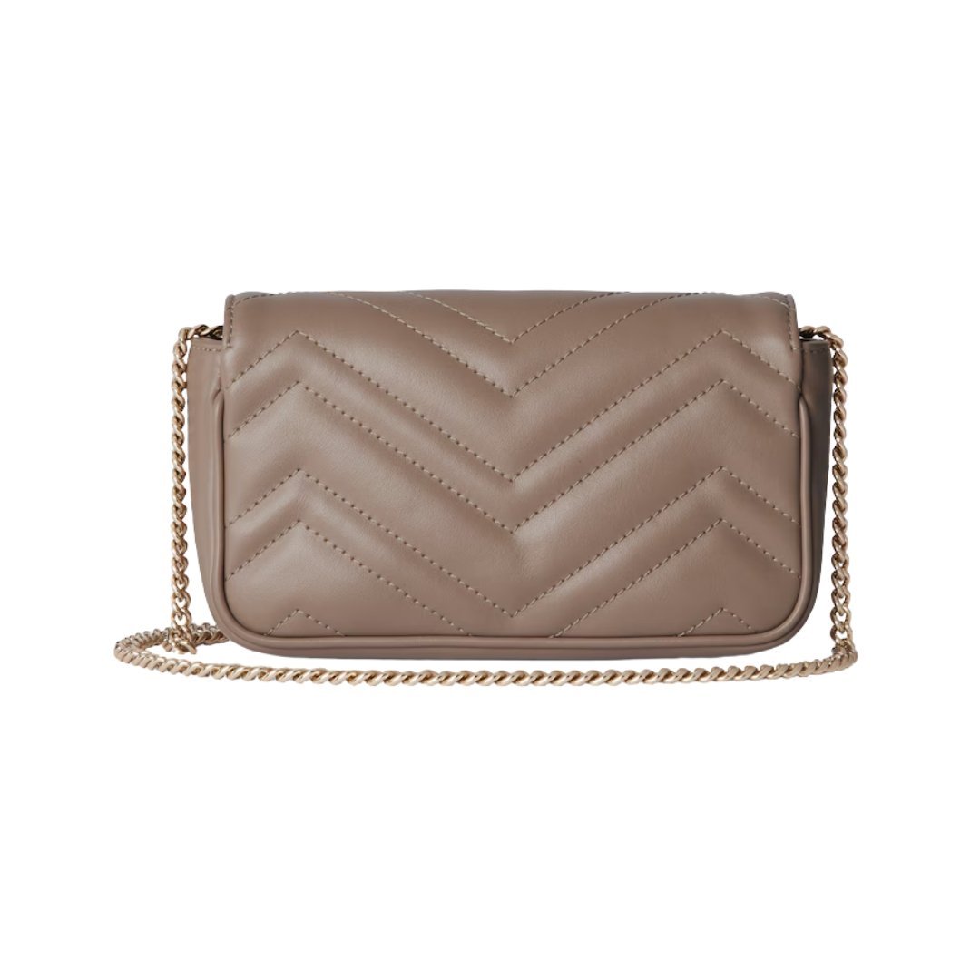 Super-Mini-Tasche aus taupefarbenem Leder 16.5cm – Bild 4