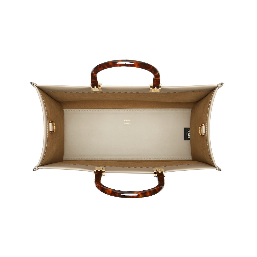 Taubengraue Leder-Shoppingtasche 31cm – Bild 4