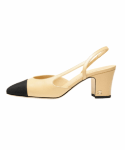 Ziegenleder & Grosgrain Beige & Schwarz