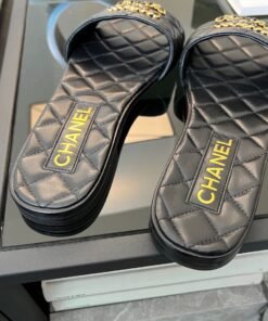 Alternative view of Gestepptes Leder & Kette Schwarz