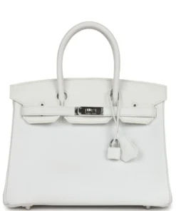 Pre-owned Hermès Birkin 30 White Epsom Palladium Hardware