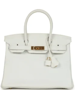 Pre-owned Hermès Birkin 30 White Clemence Gold Hardware