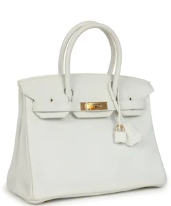 Alternative view of Pre-owned Hermès Birkin 30 White Clemence Gold Hardware