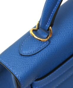 Alternative view of Hermès Bleu Agate Epsom Kelly 28 Sellier Gold Hardware