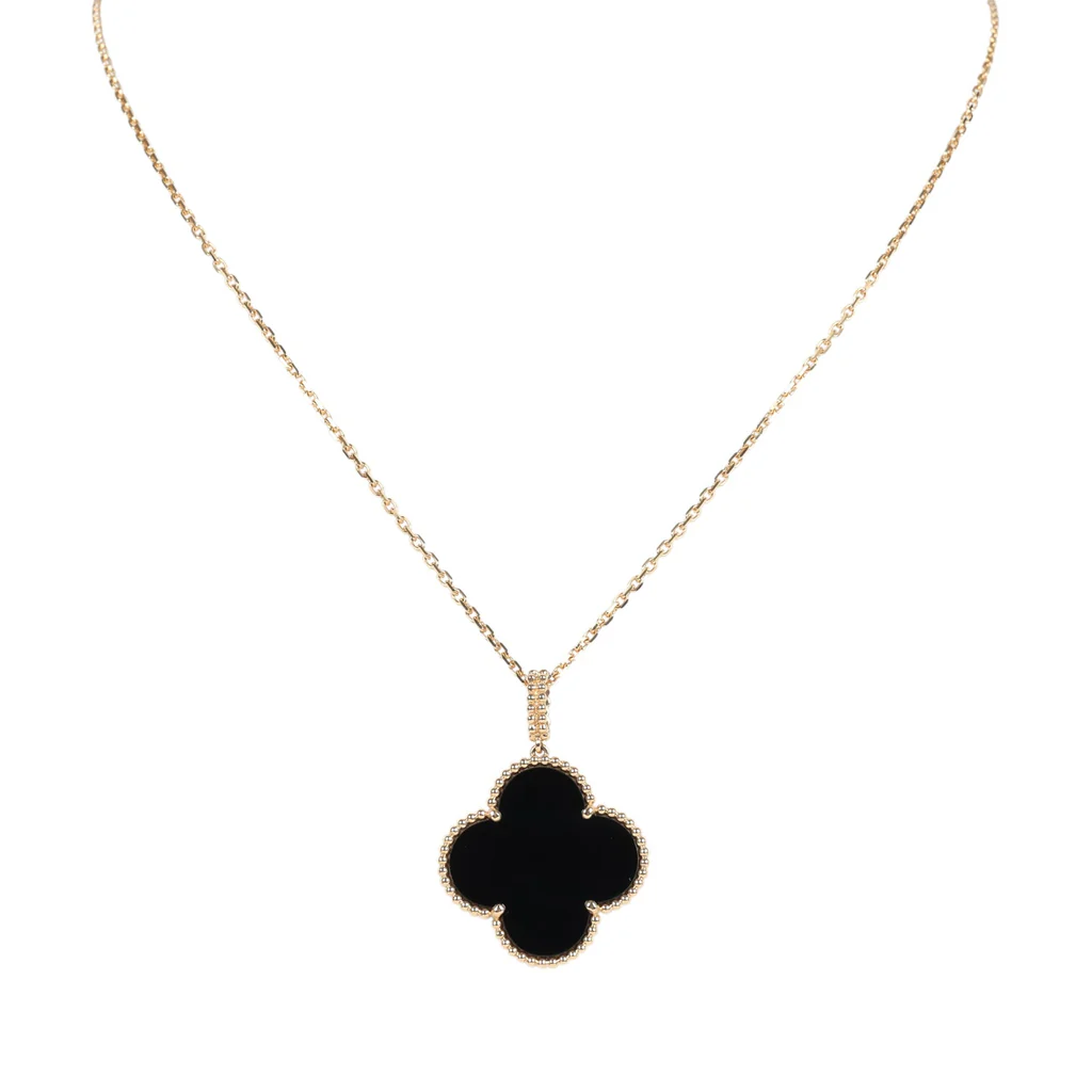 Van Cleef & Arpels Magic Alhambra Long Necklace 1 Motif Onyx 18K Yellow Gold Hardware