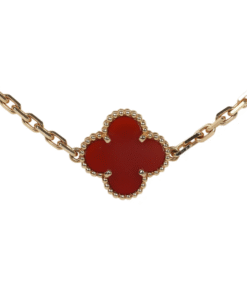 Alternative view of Van Cleef & Arpels Vintage Alhambra 20 Motif Necklace Carnelian 18K Yellow Gold Hardware