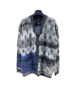 Fuzzy Gradient Cardigan Grau/Blau